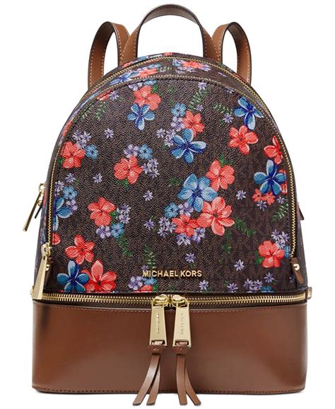 michael michael kors rhea signature floral zip backpack|Michael Kors Rhea Zip Signature Medium Backpack .